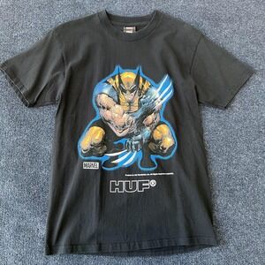 Marvel HUF Shirt Mens Medium Black Wolverine Graphic Tee T-Shirt Comic Superhero